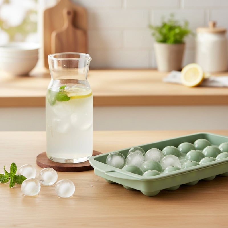 Herevin Polypropylene 18 Hole Round Ice Cube Tray, BPA Free Plastic Ice Cube Maker for Freezer, Easy Release Round Ice Mould for Drinks, Cocktails, Juice & Home Use – Assorted (Green/Orange) - Image 5